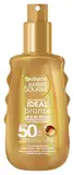 Garnier UV-Sonnenschutzspray für eine strahlende Bräune, Sehr hoher Sonnenschutz mit LSF 50, Wasserfest, Ambre Solaire Ideal Bronze Milk-in-Spray, 1 x 150 ml