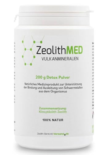 Zeolith MED Detox-Pulver, Medizinprodukt, Apothekenqualität, Vergleichssieger, Entgiftung von Schwermetallen, Entgiftungskur, Vulkanmineralien, Heilerde, Darmreinigung (200 g (1er Pack))