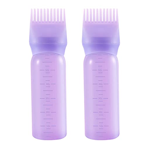 PAEFIU 2 Stücke Haaröl Applikator, 170ml Hair Oil Applicator Bottle mit Abgestufter Skala, Wurzelkamm-Applikatorflasche Haarfärbebürste Applikator Flasche Haare für Hair Oiling Haar Colorationen