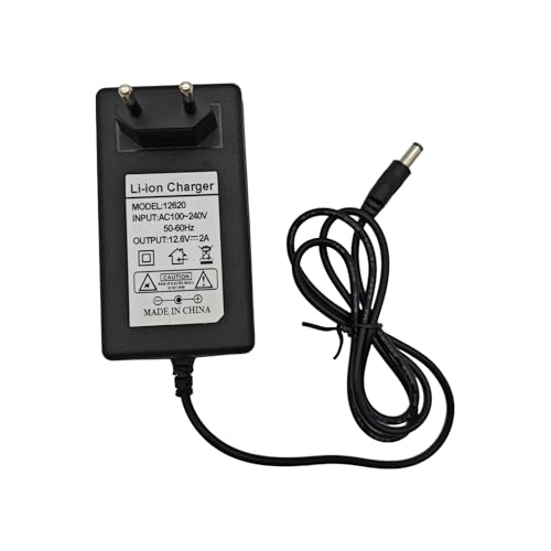 JZK 12.6 V 2 A Netzadapter für Lithium-Ionen-Akku, 12.6 Volt 2 Ampere AC-DC Konverter Netzteil Ladegerät mit Ladekabel, mit Kontrollleuchte für Stereo-Verstärker, Router