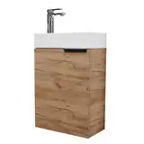 Planetmöbel Waschtisch mit Unterschrank 40 cm Waschbecken Bad Gäste WC Gold Eiche