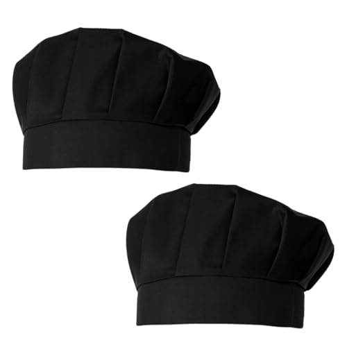ZAMXHUG 2pcs Kochmützen - Kochmütze für Küche Kochen, Chef Hut Verstellbar Catering Service Haarnetz Küche Wiederverwendbare Mesh Dining Beanie Kochhaube Damen Herren(Schwarz)