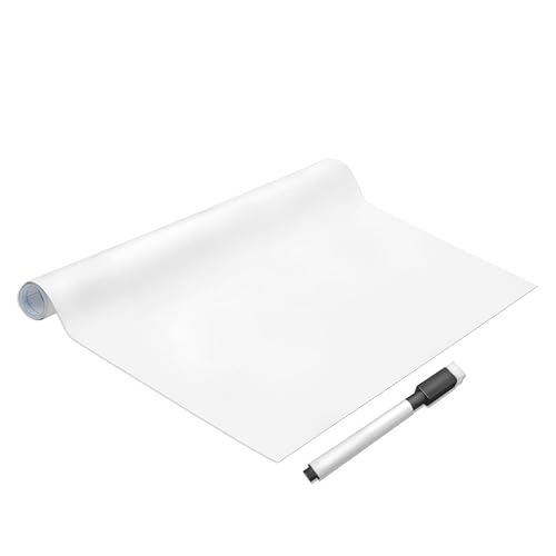 AMIGO Selbstklebende Whiteboard-Folie - Enthält eine Rolle Statisch Haftende Folie und 1 Whiteboard-Marker, Geeignet für alle Harten Oberflächen, kein Klebstoff oder Magnet Erforderlich 44cm x 2m