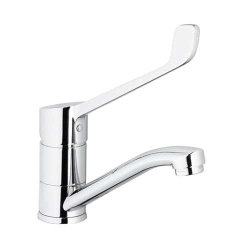 Medizinische Hygienearmatur Waschbecken Armatur Waschtischarmatur, Bad Wasserhahn mit langem Hebel und schwenkbarem Auslauf, Arztgriff zur Ellenbogen Bedienung, für Klinik, Arztpraxis und Labor