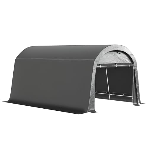 Outsunny Gerätehaus für Fahrräder, wasserdicht Gerätezelt mit Tür, Anti-Staub-Fahrradabdeckung, Unterstand, Foliengerätehaus Fahrradschuppen Fahradgarage für Garten 300x450x230 cm, Dunkelgrau