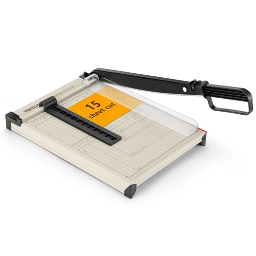 WORKLION Hebelschneider A4 – robuster Papierschneider mit Sicherheitsschutz, 15 Blatt Kapazität, Präzisions-Schneidemaschine zum Schneiden von Papier, Karten, Fotos, Vinyl und mehr mit