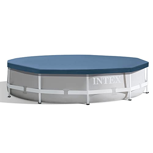 INTEX 28030 – Marineblaue runde Poolabdeckung – aus 100% Polyethylen – entworfen für Pools mit 305 cm Durchmesser – mit Abflusslöchern und Seilbindern