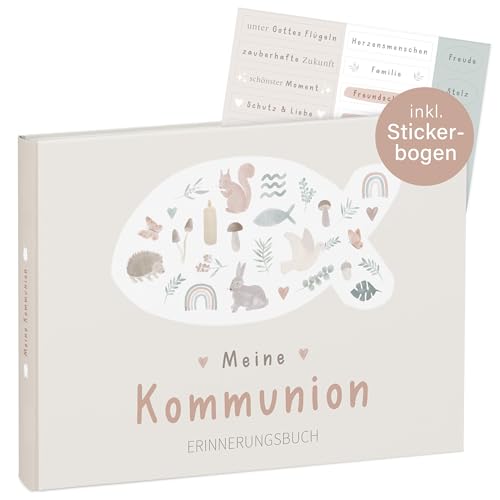 mintkind® Erinnerungsbuch "Meine Kommunion" Wald-Design | Kommunion Erinnerungsalbum | Geschenk zur Kommunion Mädchen & Junge | Kommunion Geschenk personalisiert | Fotoalbum zum Selbstgestalten