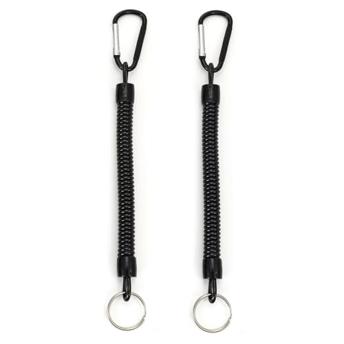 OIGWBPH 2 Stück Spiral Schlüsselanhänger, Elastisch Angeln Lanyards, Spiral Schlüsselband, Spiralkabel, Karabiner, Angeln, Bootfahren, Wandern, Camping