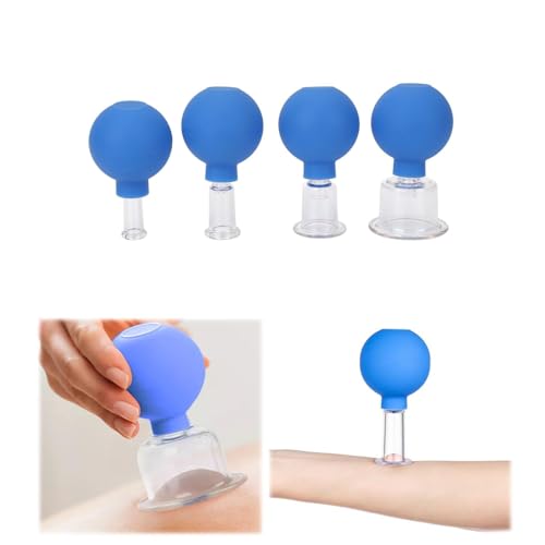 ZHYUAN 4 Stück Facial Cupping Set,Gesichts-Vakuum-Saug-Massage-Schalen,Teiliges Schröpftherapie-Set,Schröpfgläser mit Saugball,Für Straffe Haut,Faltenminderung,Entgiftung,Anregung Lymphflus