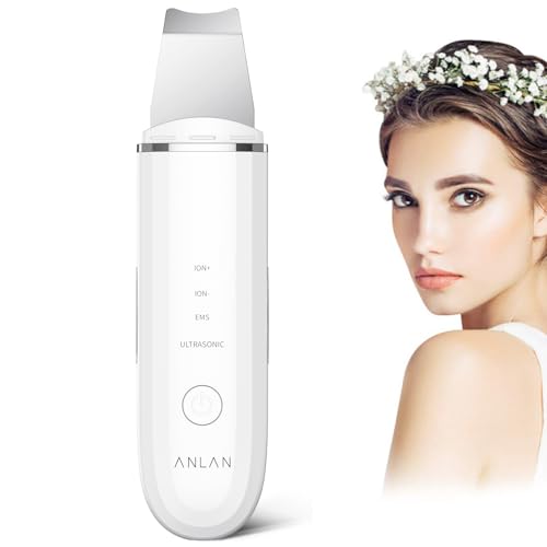 Ultraschallpeelinggerät ANLAN Skin Scrubber,Ultraschall-Peeling Porenreiniger Akne-Entferner Ionen Hautreiniger für Gesichtsreinigung Gesichtspflege(Weiß)