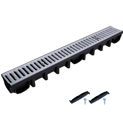 Entwässerungsrinne Bodenrinne Regenrinne Terrassenrinne Hofablauf 98 mm (Stahl bis 1,5t - 1 Meter)