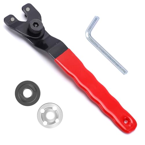 GERUI Winkelschleifer Stiftschlüssel,Verstellbarer Stiftschlüssel,Verstellbar Winkelschleifer Schraubenschlüssel,10-30 mm Schraubenschlüssel Einstellbar mit Innensechskantschlüssel und 2 Flansch ﻿