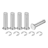 QUARKZMAN 5er Set M6x25mm 304 Edelstahl Zylindrischer Wellensicherungsring Positionierungsstift, Flachkopf gerillter Scharnierzylinder Positionierungsstift mit E-Clip Sicherungsring, Silber
