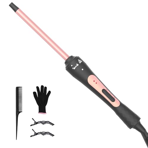 iToncs Lockenstab 9mm, Lockenstäbe mit Quarz-Keramik-Beschichtung, Mini-Lockenstab, Zwei Temperaturstufen, Schnelles Aufheizen, Lieferung mit Handschuhen, 2 Haarklammern und Kamm