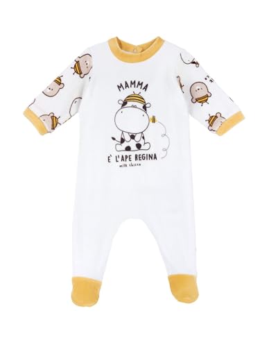 Chicco Unisex Baby, Tutina in ciniglia Con piedino Kleinkind-Schlafanzüge, Bianco, 62