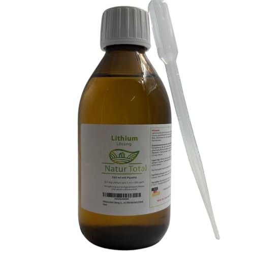Lithium Orotate Lösung 250ml I 0,5 mg Lithium je ml ⇒ 500 mg je Liter ⇒ 500 ppm I 99% Reinheit Lithiumorotat (250ml)