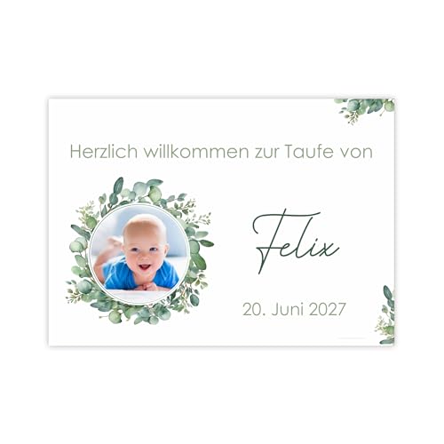 Herz & Heim® Personalisierbares Foto-Banner für kichliche Feste – Kunststoffbanner oder Posterpapier – Motiv zur Taufe, Kommunion, Firmung oder Konfirmation (Kunststoffplane (70 cm x 50 cm))