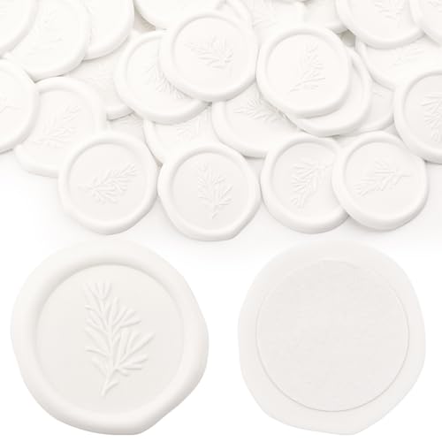 Aiviman Wachssiegel-Aufkleber mit Pflanzenblättern, weiß, selbstklebend, ideal für Geschenkverpackungen, Hochzeitseinladungen, Grußkarten, Weihnachten, 25 Stück