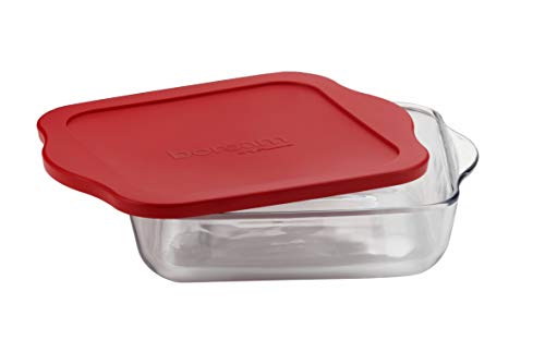 Pasabahce 59024 Borcam mit Deckel - Auflaufform, Backform, Servierform eckig aus Glas, 32 x 28 cm~3,2 Liter