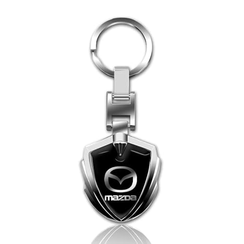 JIYIFAN Auto Schlüsselanhänger für Mazda 2 3 6 CX-3 CX-30 CX-5 CX-50 CX-60 CX-7 CX-8 CX-9 MX-5 MX-30, Schlüsselanhänger mit dem Logo für Auto Individuell als Geschenk Für Autofans,Silver