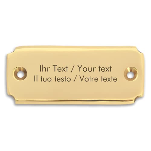 Kleines Messingschild mit personalisierter Gravur - 62 x 25 mm, eckig - Türschild, Namensschild, Klingelschild aus Messing mit eigenem Text