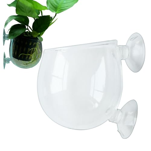 Aquarium-Pflanzenhalter, Wasserpflanzentopf | Aquarium Pflanzenhalter Wasserpflanzenbecher Wasserpflanzenbecher,Saugnapf, glatter, klarer roter Wurmfutterspender für Salzwasseraquarien, Süßwasser