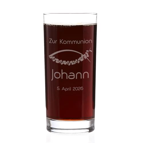 Striefchen® Graviertes Trinkglas für Jungen und Mädchen zur Taufe/Kommunion/Konfirmation