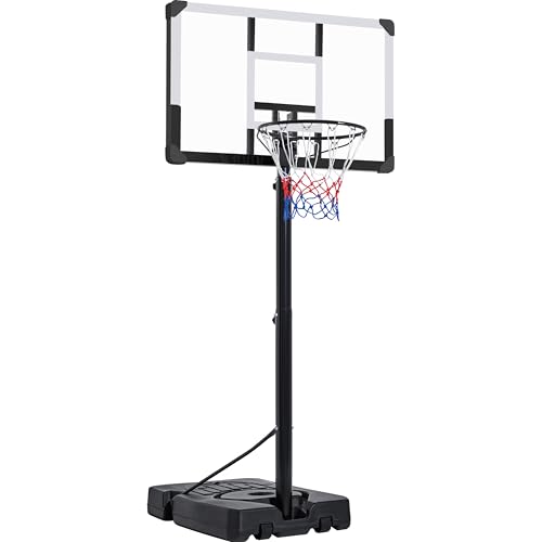 Yaheetech Basketballkorb Outdoor Verstellbare Korbhöhe 228 bis 303 cm Basketballständer mit Rollen für Kinder Basketballkorb im Innenbereich/Garten/Hinterhof