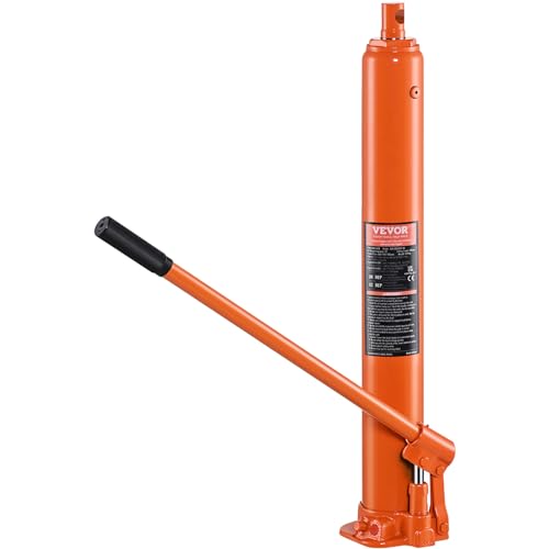 VEVOR Hydraulischer Langer Ram-Wagenheber, 4 t Motorhebezylinder mit Einzelkolbenpumpe & Flacher Basis, Hydraulischer Auto-Flaschenheber für Motorhebebühnen, Garagen-/Ladenkrane, Bauernhof usw