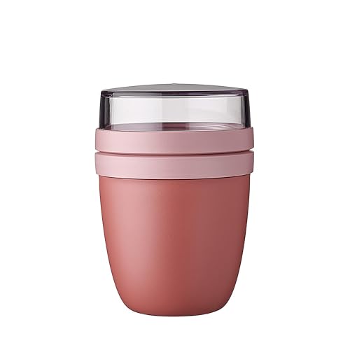 Mepal Müslibecher to go, praktischer Joghurtbecher to go - Unterteilung für Joghurt & Müsli - Geeignet für Gefrierschrank, Mikrowelle & Spülmaschine - 500 ml + 200 ml - Vivid Mauve