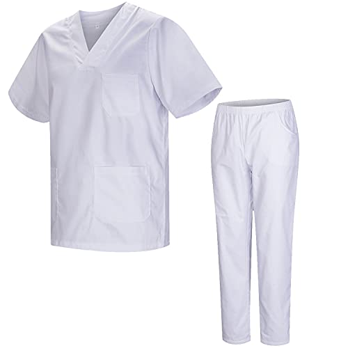 MISEMIYA - Unisex-Schrubb-Set - Medizinische Uniform mit Oberteil und Hose ref.8178 - Large, Weiß 21