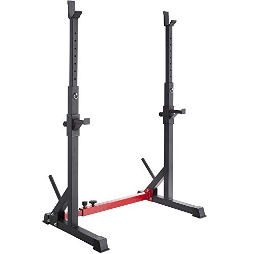 tectake® Squat Rack Hantelständer, verstellbare Gewichte Hantel Ablage, Kniebeugenständer für Weights, Langhantel und Hantelscheiben, Langhantelablage für Home Gym, Krafttraining