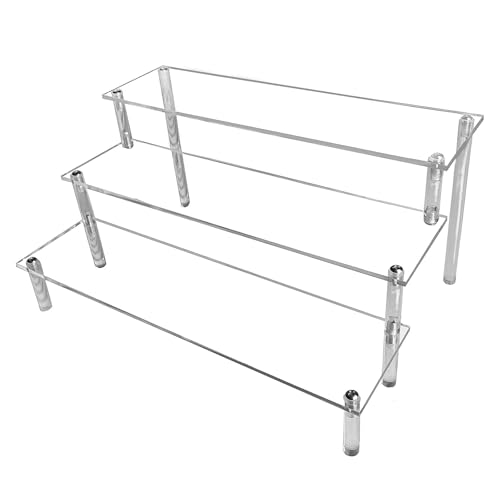 3 Tier Acryl Riser Display Regal Ständer für Amiibo Funko Pops Figuren, Tischplatte klar Acryl Organizer für Nagellack Gewürz Kosmetik Kunsthandwerk Schmuckständer Cupcake Buffets Dessert Figures