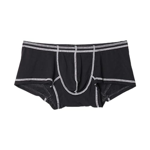 WKAYsIV Herren Atmungsaktive Männer Boxershorts atmungsaktiv, sexy Kontrastlinien-Sport Unter Herrenhose (Black, XL)