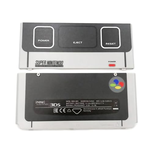 New for New3DS Faceplate Replacement Top/Bottom Shell Grey SFC Limited, for New 3DS Small Handheld Game Console, Extra Outer SNES NES Edition 2 Face Cover Plates Coverplate Set Accessories