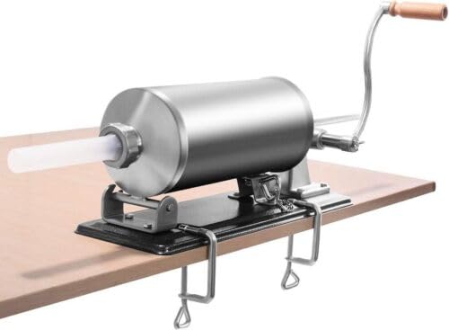 Edelstahl Wurstfüllmaschine Manuell 3L Wurstfüller Wurstspritze Wurstpresse + 4 Füllrohre für Restaurants Snackbars Cafeterias Werkstätten Küchen,Ideal für Privathaushalte und Unternehmen Silber