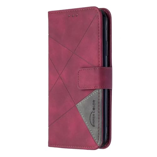 Hülle für Infinix Hot 50 5G, Lederhülle Infinix Hot 50 5G Handyhülle Stoßfest Book Wallet PU Leder Etui Magnet Kartenfach Schutzhülle Tasche Slim Silikon Soft Cover Bumper TPU Handy Hüllen rot