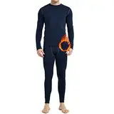 Arcweg Thermounterwäsche Herren Funktionsunterwäsche Thermo Winter Skiunterwäsche Elastisch Atmungsaktiv Thermowäsche Set Sport Unterwäsche Lang Thermounterhemd Base Layer Set Blau M(EU)