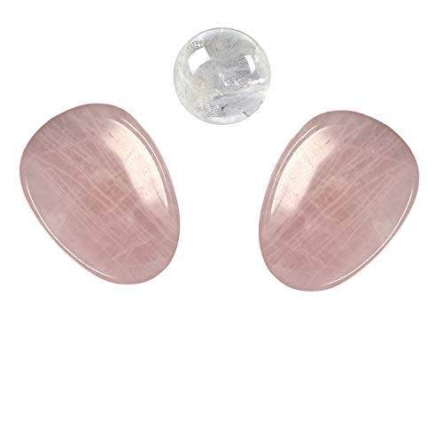 Lapis Vitalis Augensteine Set Rosenquarz - Hochwertige Edelsteine - Stein-Set für Behandlungen & Massage - Edelsteine Set inklusive Massagekugel aus Bergkristall & Anleitung - Rosa Steine