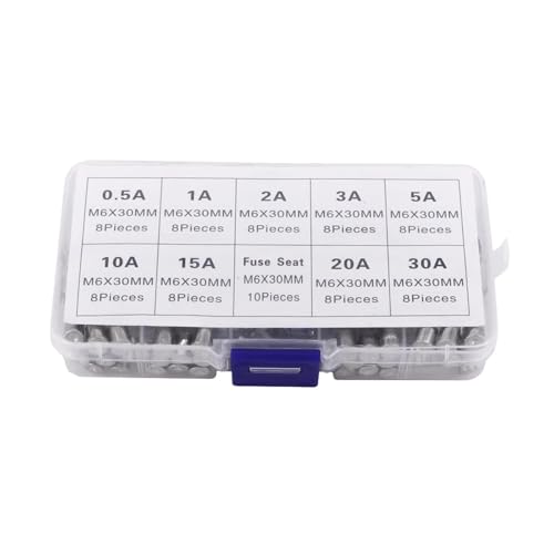 CXVFY 72 Stück 6x30mm verschiedene Sicherungen / 10 Stück 6x30 Haushaltsversicherungs-Bandboxen
