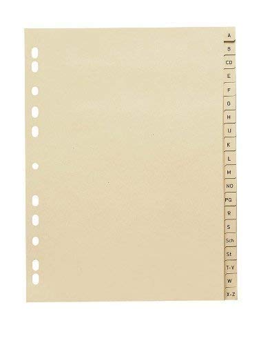 10 Stück Buchstaben - Register A-Z / Vollformat DIN A4 / Papier 110 g/m² / 20-teilig