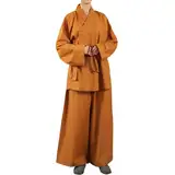 Enigmaire Buddhistische Kleidung,Mönch Meditationsanzug,Traditionelle chinesische Robe aus Leinen für Mönche,Shaolin Tempel Mönch Kleidung Kung Fu m Anzug,für Sitzen,Sutra,Meditation,Üben