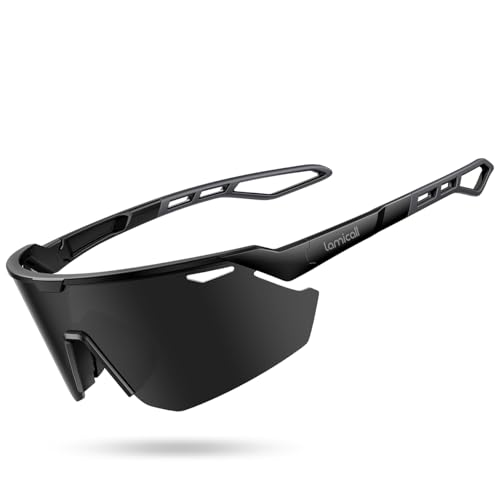 Lamicall Schnelle Brille Herren, Fahrradbrille Damen - [24g TR90 Super Leicht] Polarisiert Sportbrille Laufbrille mit Verstellbaren Nasenpad, UV400 Sonnenbrille Sport für Fahrrad/Ebike/Laufen/Wandern