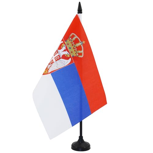 AZ FLAG - Tischflagge Serbien - 21x14 cm - Serbische Tischfahne 14 x 21 Cm - Flaggen