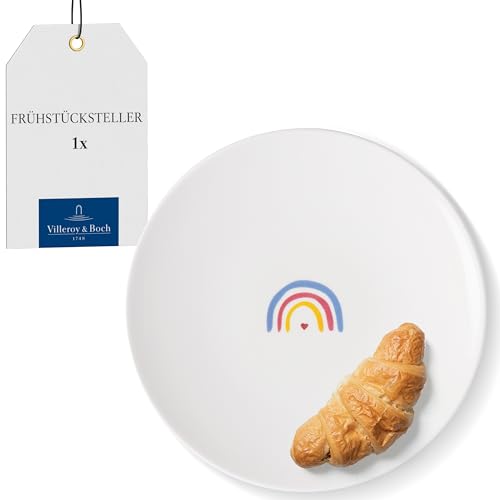 Villeroy & Boch – With Love Frühstücks-/ Dessertteller "Be Happy" Weiß, Spülmaschinenfest, Mikrowellensicher, Teller Regenbogen, Geschirr Keramik, Geschenk, Premium Porzellan