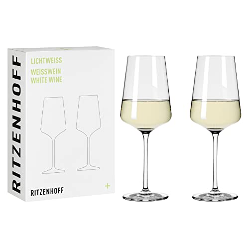 RITZENHOFF 6111006 Weißweinglas 400 ml - Serie Lichtweiss - 2 Stück im Geschenk-Set - stilvoll-modern - Made in Germany