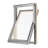 BAUBAY 78x118 cm Dachfenster aus Holz | Fenster mit 2-fach Verglasung | inkl. Eindeckrahmen für Dachziegel, Ebene Ziegel, Biberschwanz (bis 50 mm) + Dämm- und Anschluss-Set)