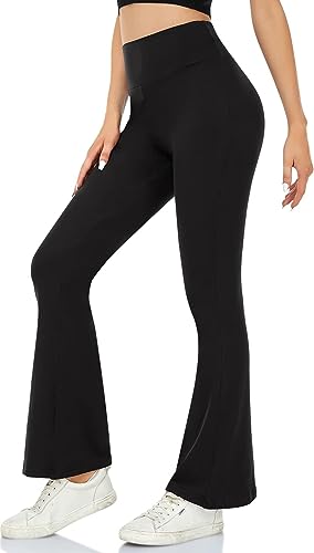 ACTINPUT Yogahose Damen Schlaghose Blickdicht Flared Leggings Bootleg Sporthose Bootcut Jogginghose Fitnesshose Jazzpants（Schwarz，M）