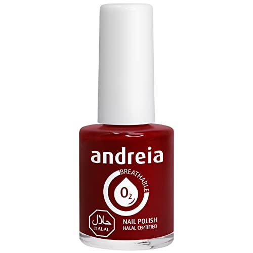 Andreia Nagellack Halal - Atmungsaktiv Luft - Wasser-Durchlässig - Ungiftig Farbintensiv - Naturkosmetik - Farbe B14 Rot - Schattierungen von Rosa 10.5 ml